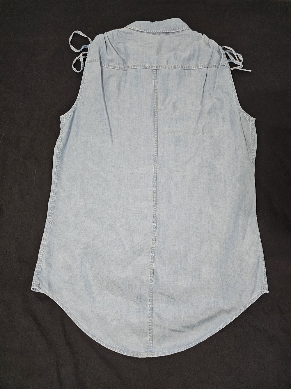 AllSaints Drain Bay Shirt Chambray Lyocell Sleeveless Button Front Tie Top US 4 - Picture 5 of 11